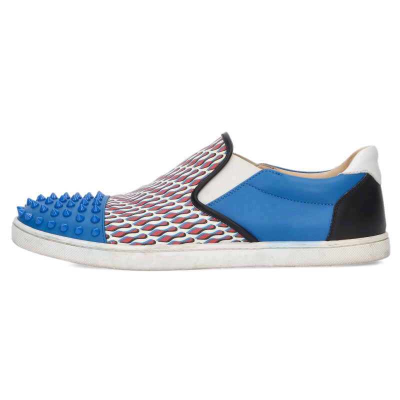 クリスチャンルブタン Christian Louboutin 大きさ:41 スタッズかざり付けるスニーカー(青碧×白いこと×赤いこと)【106062】【BS99】【メンズ】【小物】【中古】bb356#rinkan*B