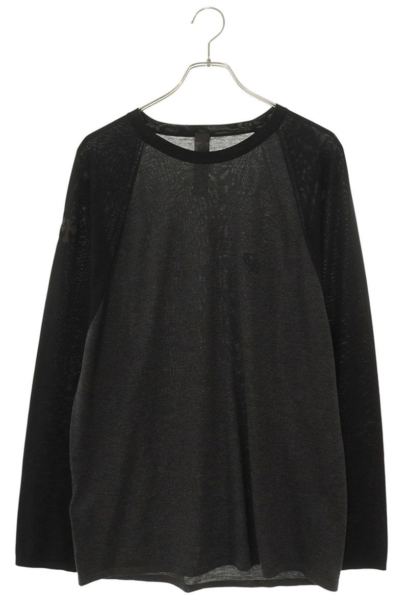 クロムハーツ Chrome Hearts 大きさ:L  U MIXED EMOTIONS トリプルクロスパッチ付き添い人ラグラン長袖カットソー(黒いこと×薄墨色)【025062】【SS07】【メンズ】【中古】bb62#rinkan*S