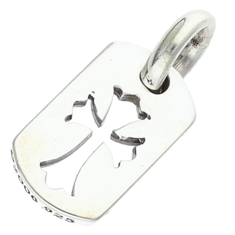 クロムハーツ Chrome Hearts   DT TNY CO CRS タイニーカットアウトクロスドッグタグ 惹き付ける しろがね色頸飾りいの一番(しろがね色 3.06g)【225062】【os06】【小物】【中古】bb453#rinkan*B