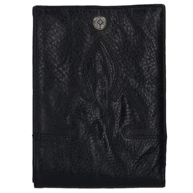 クロムハーツ Chrome Hearts   AINT NOTHIN 2 DO フレアニー二つ折り金入れ(黒いこと×しろがね色)【025062】【GZ11】【小物】【中古】bb437#rinkan*B