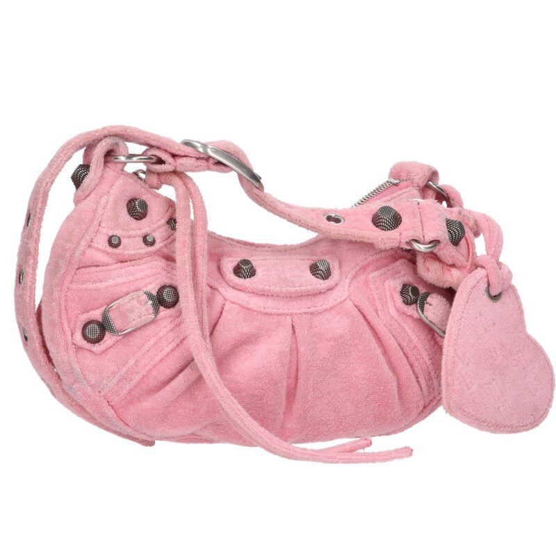 バレンシアガ BALENCIAGA   671309 ルカ行き先XS パイル地ショルダーバッグ(さくら色)【606062】【BS99】【小物】【中古】bb356#rinkan*C