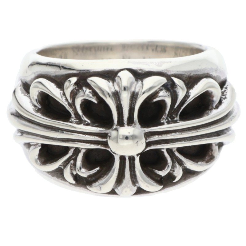 クロムハーツ Chrome Hearts 大きさ:8号  FLRL CRS フローラルクロス しろがね色輪っか(しろがね色 14.7g)【525062】【FK04】【小物】【中古】bb92#rinkan*B