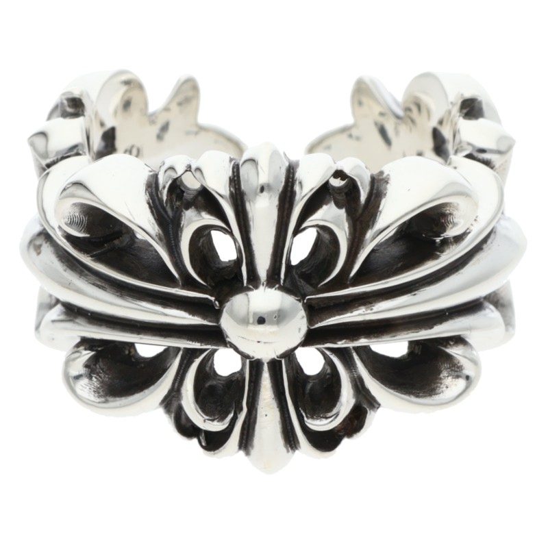 クロムハーツ Chrome Hearts 大きさ:23.5号  DBL FLRL CRS ダブルフローラルクロス しろがね色輪っか(しろがね色 24.85g)【525062】【FK04】【小物】【中古】bb443#rinkan*B