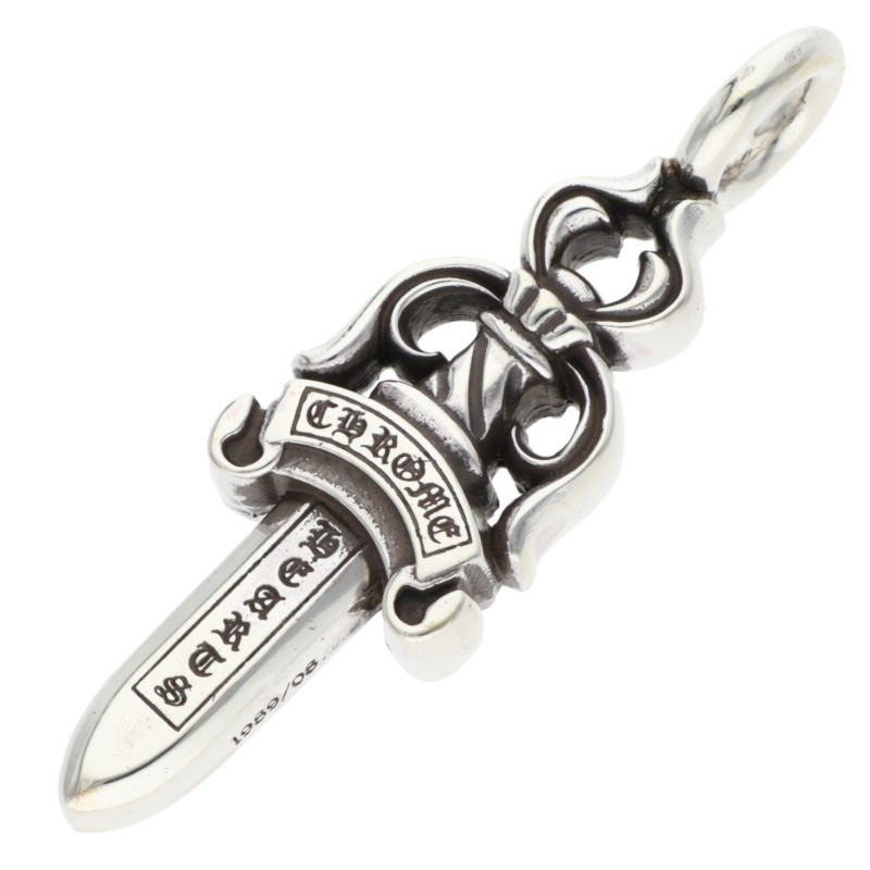 クロムハーツ Chrome Hearts   DOUBLE DAGGER ダブルダガー シャンデリヤ しろがね色首飾りいの一番(しろがね色 22.67g)【425062】【聞き入れる15】【小物】【中古】bb473#rinkan*B
