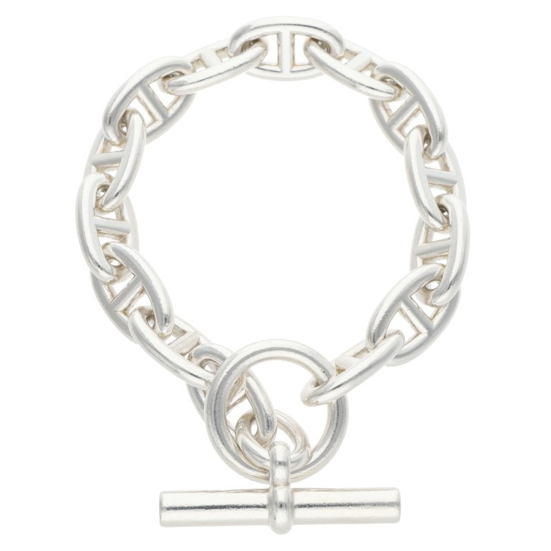 エルメス HERMES 大きさ:14LINK  Chaine d\u0027Ancre GM シェーヌダンクルGMしろがね色腕輪(しろがね色 78.15g)【325062】【GZ14】【小物】【中古】bb328#rinkan*B