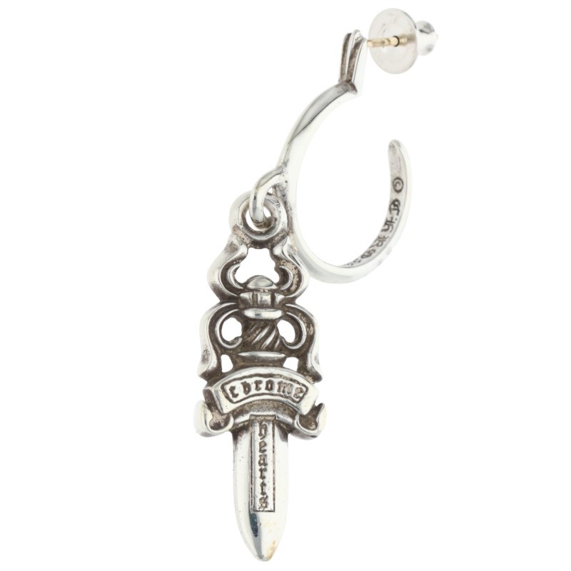クロムハーツ Chrome Hearts　 No5 DAGGER #5 ダガーフープ シルバーピアス(シルバー 7.02g)【425062】【OK15】【小物】【中古】bb492#rinkan*B｜RINKAN