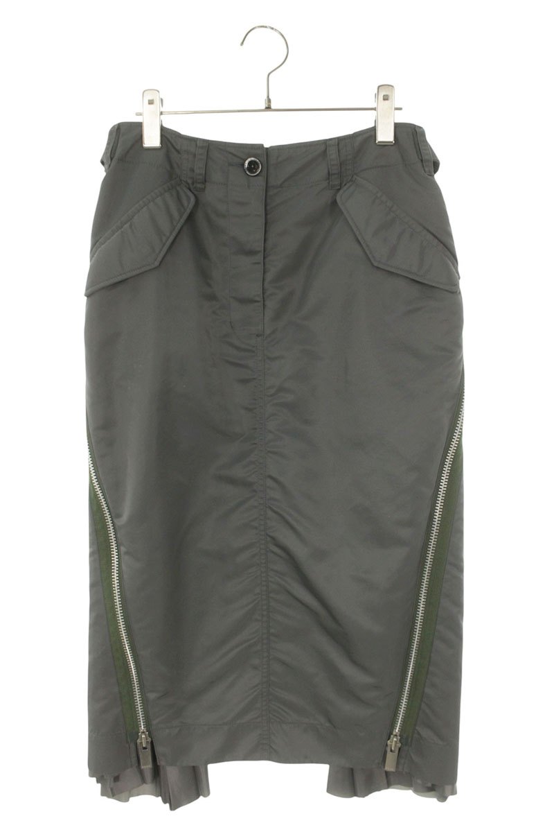 サカイ Sacai サイズ:2 22-06197 サイドジップナイロンスカート(グレー)【106062】【BS99】【レディース】【中古】bb380#rinkan*B|RINKAN