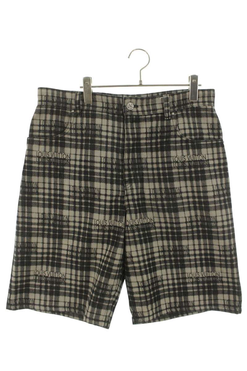 ルイヴィトン LOUISVUITTON 大きさ:32in  RM232 ARA HPD90W シグネチャーロゴチェック柄二分の一ズボン下(黒いこと×白いこと)【325062】【OM10】【メンズ】【中古】bb459#rinkan*B