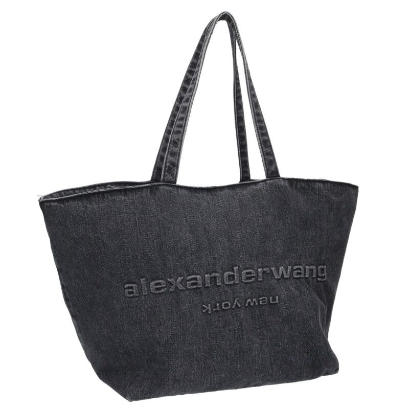 アレキサンダーワン ALEXANDER WANG  エンボスロゴデニムトートバッグ(黒いこと)【706062】【BS99】【小物】【中古】bb428#rinkan*B