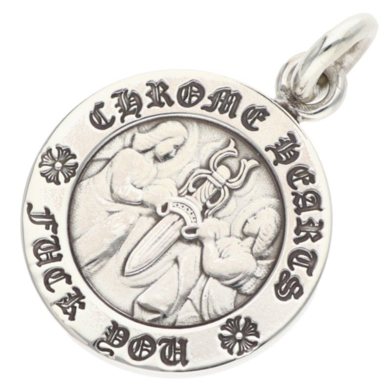 クロムハーツ Chrome Hearts   CHRM ANGL MDL エンジェルメダルチャーム V1 しろがね色首飾りいの一番(しろがね色 5.52g)【325062】【SS07】【小物】【中古】bb297#rinkan*B