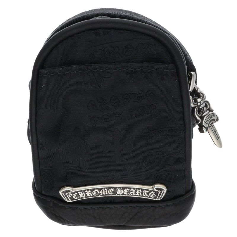 クロムハーツ Chrome Hearts   BAG WRISTHIM BACK PACK バッグリストムバックパックナイロンレザーブレスレット(黒いこと×しろがね色 総掛け目76.29g)【925062】【GZ11】【小物】【中古】bb448#rinkan*S
