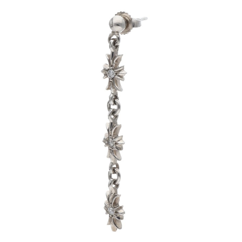 クロムハーツ Chrome Hearts 18K TINY E CH PLS 3 18K タイニーECHプラス3ドロップ 3ダイヤ ホワイトゴールドピアス(ホワイトゴールド×クリア 3.5g)【525062】【OS06】【小物】【中古】bb453#rinkan*B|RINKAN