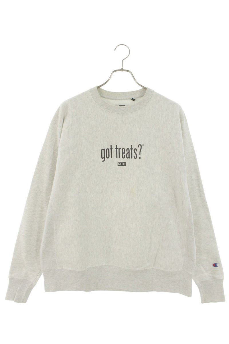 口づけ KITH 大きさ:L got treats?プリントスウェット(薄墨色)【106062】【BS99】【メンズ】【中古】bb187#rinkan*B