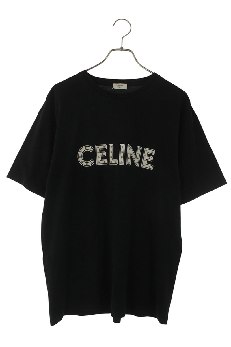 セリーヌ CELINE　サイズ:M 2X687501F スタッズロゴルーズフィットTシャツ(ブラック)【525062】【SB01】【メンズ】【中古】bb127#rinkan*B｜RINKAN 37,824円