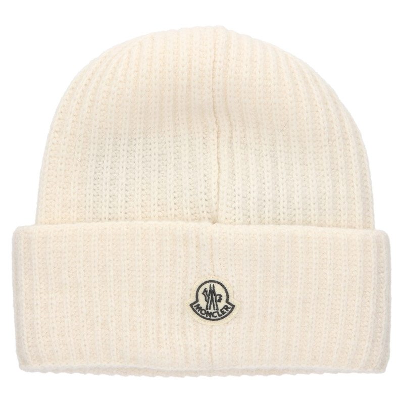モンクレール MONCLER ×フラグメントデザイン fragment design BERRETTO ロゴパッチウールニットビーニー(ホワイト)【706062】【BS99】【小物】【中古】bb356#rinkan*A|RINKAN