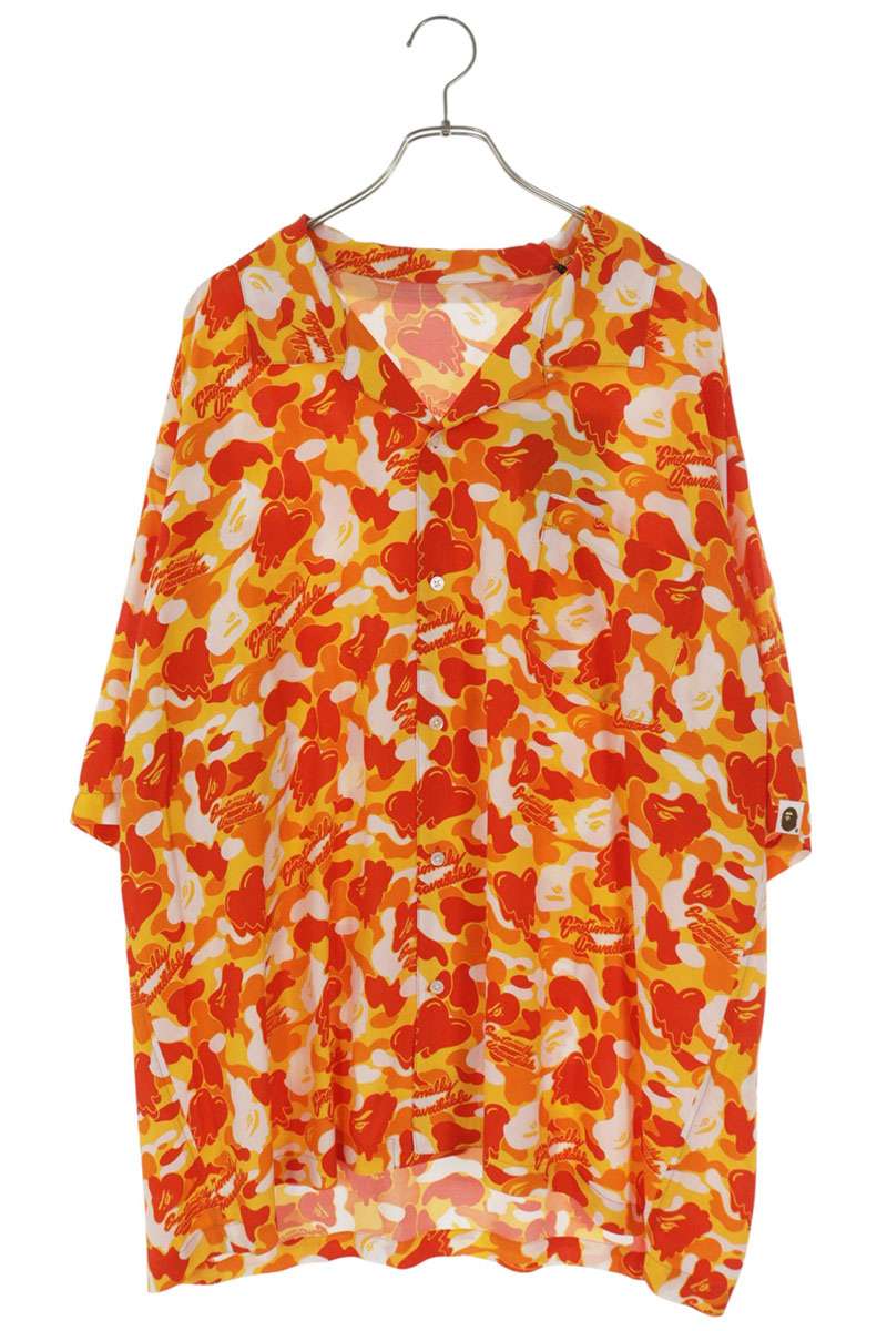 エモーショナリーアンアベイラブル Emotionally Unavailable　&times;アベイシングエイプ A BATHING APE サイズ:XL 26SS EU-MK8-0000-C01 マルチカモアロハ半袖シャツ(オレンジ)【625062】【BS99】【メンズ】【中古】bb78#rinkan*S｜RINKAN 27,671円