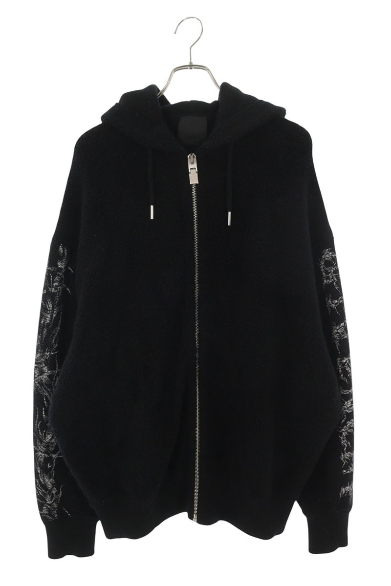 ジバンシィ GIVENCHY　サイズ:XS BM00TM4Y7Y リングレットニット ジップパーカー(ブラック)【425062】【SB01】【メンズ】【中古】bb356#rinkan*B｜RINKAN