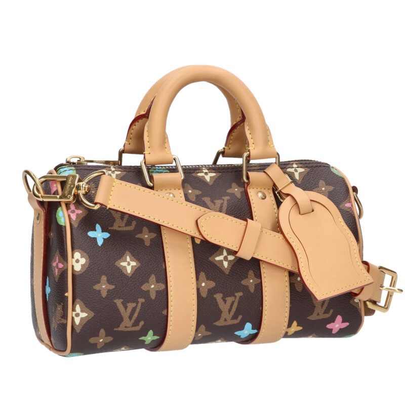 ルイヴィトン LOUISVUITTON 大きさ:25  キーポル バンドリエール25 M24849 マルチ色つやモノグラム2WAYショルダーバッグ(赤銅色×マルチ)【525062】【OM10】【小物】【中古】bb398#rinkan*B