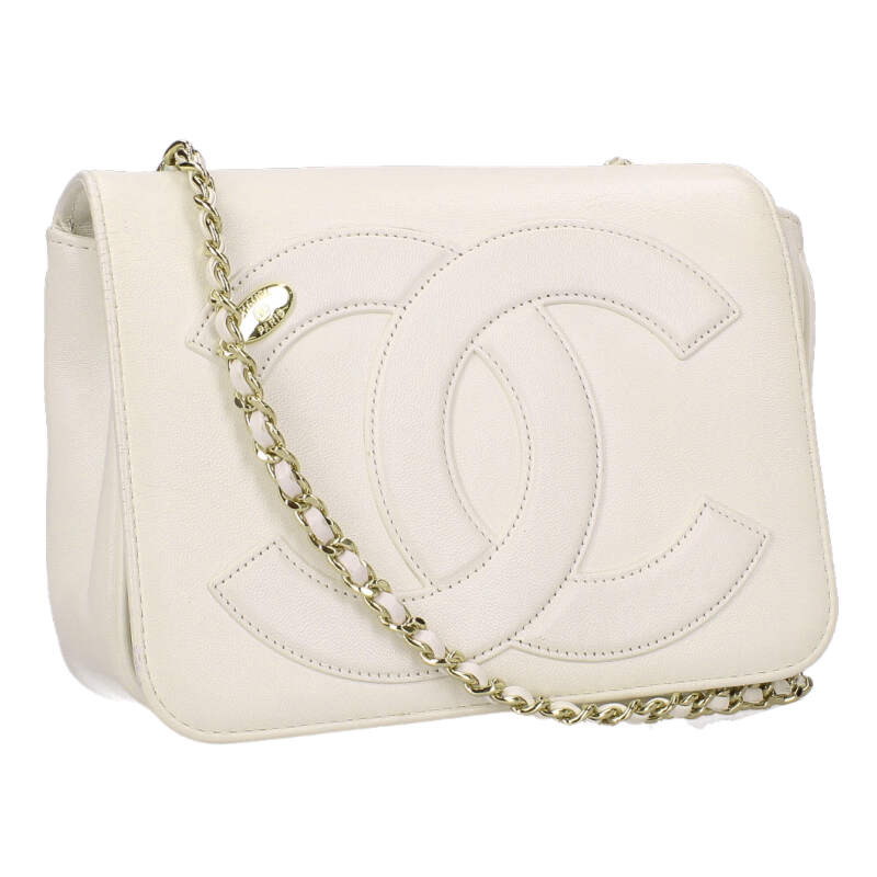 シャネル CHANEL   AS0321 27番台 ココマークチェーンショルダーバッグ(象牙色×ゴールド)【525062】【OM10】【小物】【中古】bb459#rinkan*B