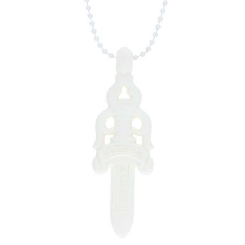 クロムハーツ Chrome Hearts   RUBBER LARGE DAGGER ラバーラージダガー シリコンラバーネックレス(白いこと 総掛け目11.11g)【106062】【聞き入れる15】【小物】【中古】bb339#rinkan*B