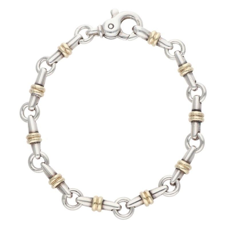 ティファニー TIFFANY\u0026Co. 大きさ:10LINK ブライドルリンクブレスレット(ゴールド×しろがね色 23.88g)【035062】【FK04】【小物】【中古】bb443#rinkan*B