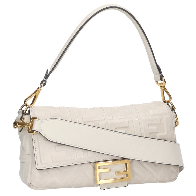 フェンディ FENDI   8BR600 ロゴエンボス バゲットショルダーバッグ(ベージュ)【706062】【BS99】【小物】【中古】bb459#rinkan*B