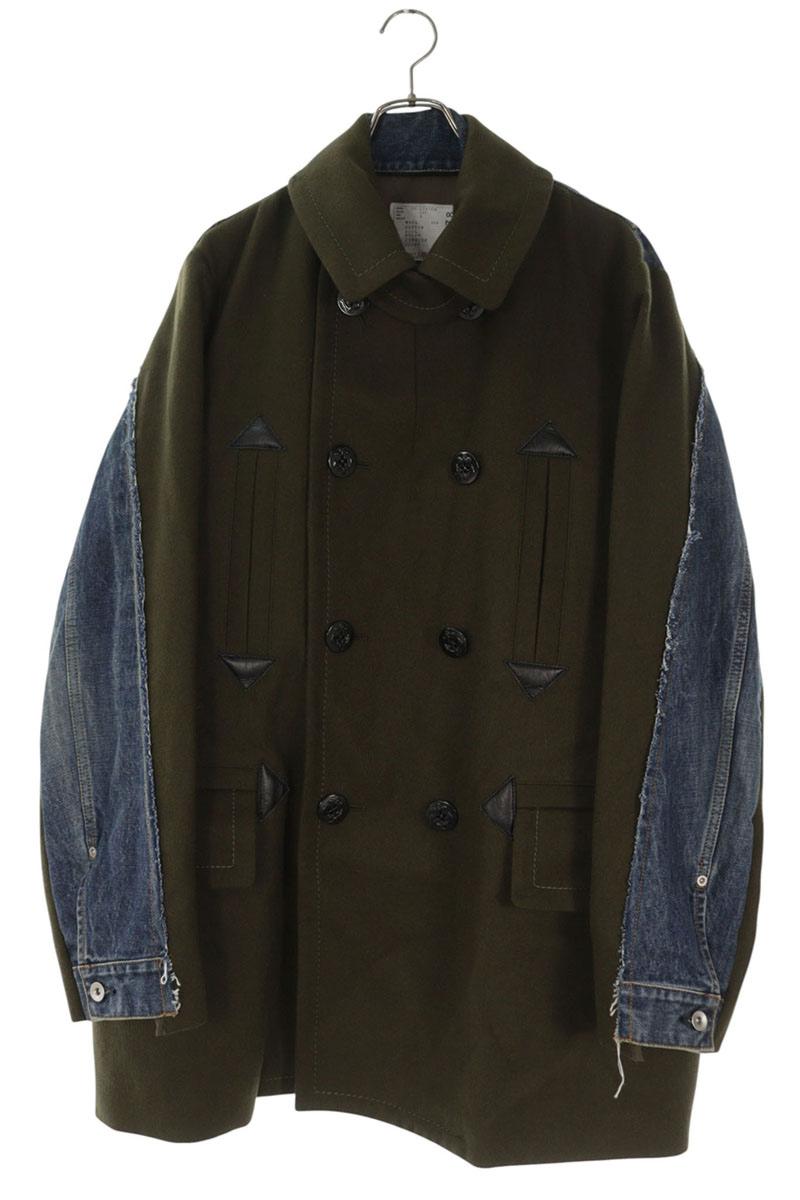 サカイ Sacai 大きさ:3  20AW  20-02378M デニムジャケットドッキングコート(カーキ×インディゴ)【725062】【BS99】【メンズ】【中古】bb455#rinkan*B