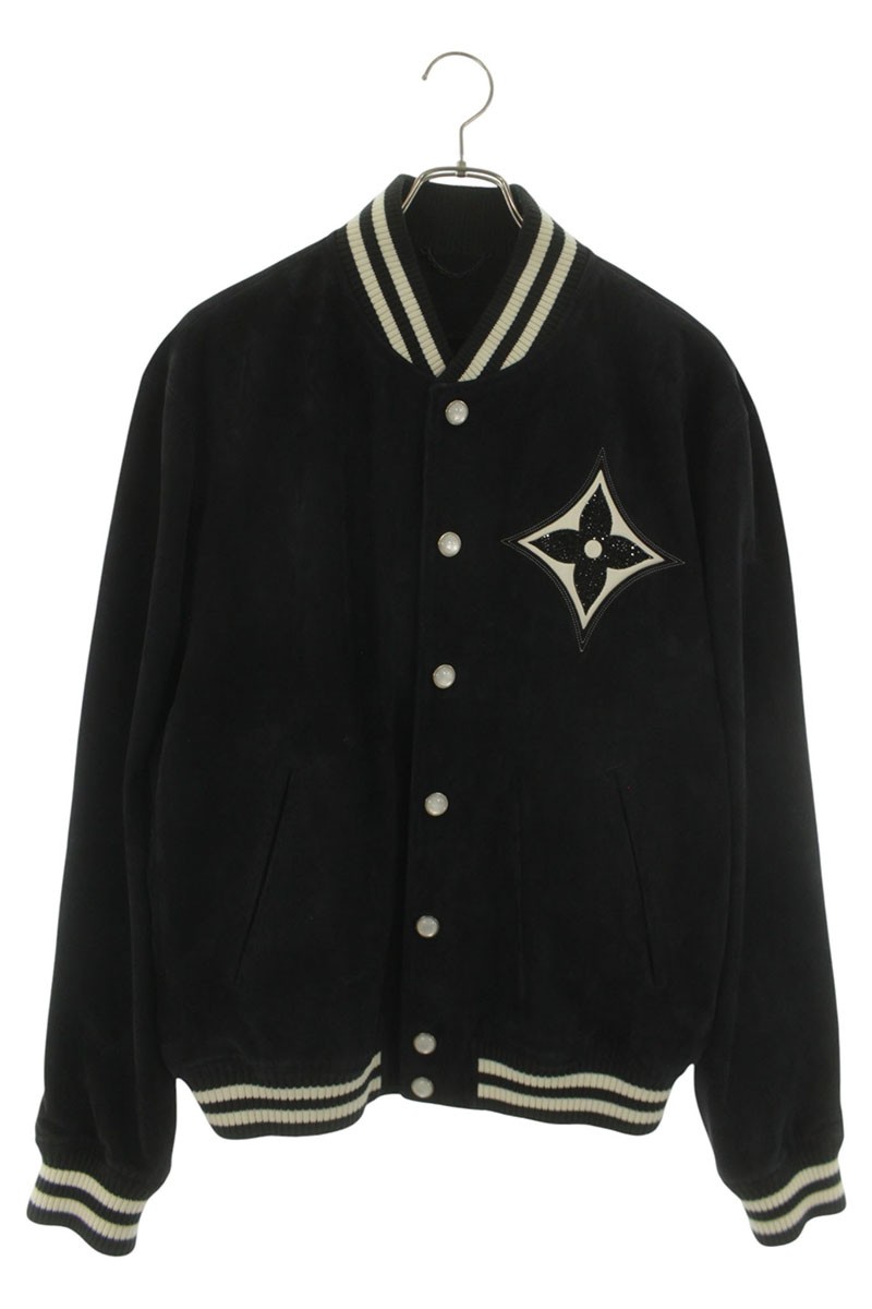 ルイヴィトン LOUISVUITTON 大きさ:50  24AW  RM242M JJS HRL71E エンベリッシュドラムスキンボンバーレザージャケット(黒いこと)【525062】【SS13】【メンズ】【中古】bb51#rinkan*B