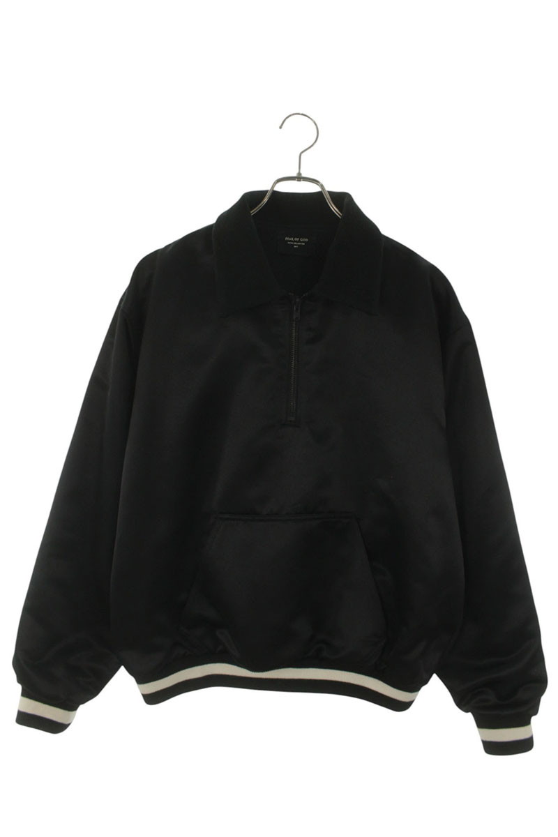フィアオブゴッド FEAR OF GOD 大きさ:M  FIFTH COLLECTION バックロゴハーフジップサテンブルゾン(黒いこと)【625062】【BS99】【メンズ】【中古】bb297#rinkan*B
