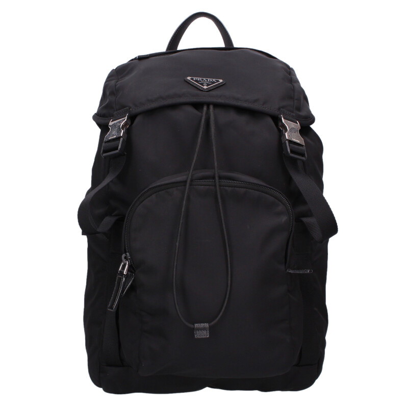 プラダ PRADA   2VZ135 Re-Nylon三角お皿付き添い人ナイロンバックパック(黒いこと)【525062】【SB01】【小物】【中古】bb18#rinkan*B