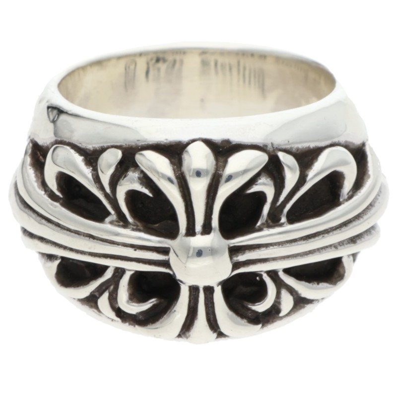 クロムハーツ Chrome Hearts 大きさ:9号  FLRL CRS フローラルクロス しろがね色輪っか(しろがね色 15.11g)【035062】【GZ11】【小物】【中古】bb411#rinkan*B