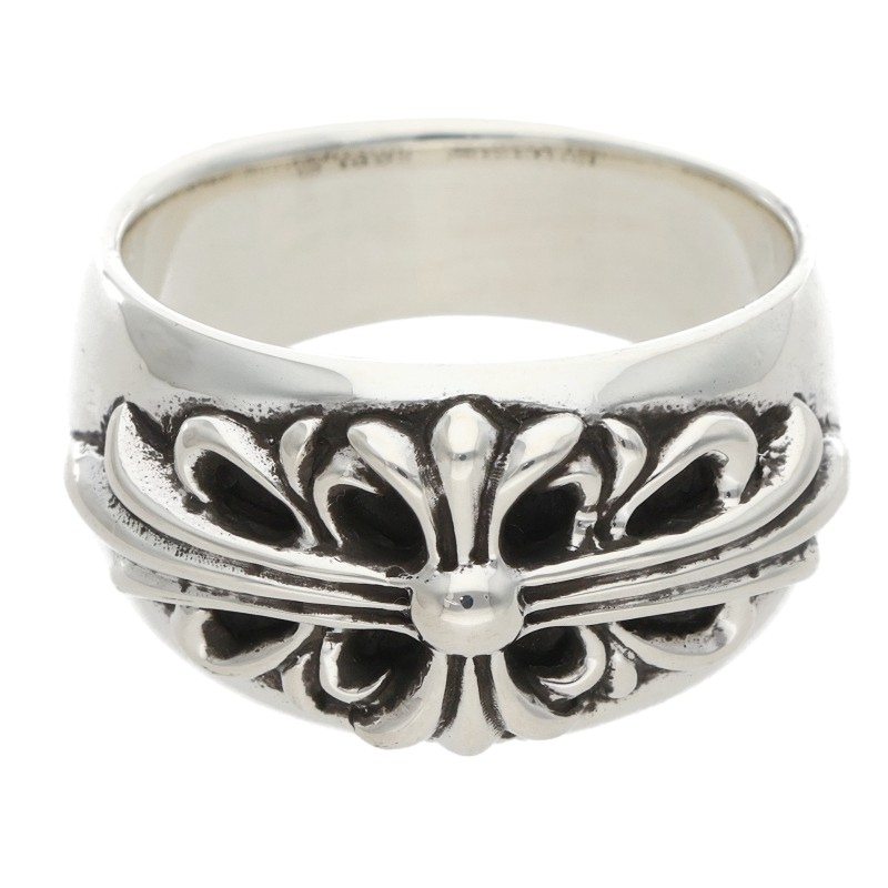 クロムハーツ Chrome Hearts 大きさ:23号  FLRL CRS フローラルクロス しろがね色輪っか(しろがね色 17.64g)【625062】【SS07】【小物】【中古】bb334#rinkan*B