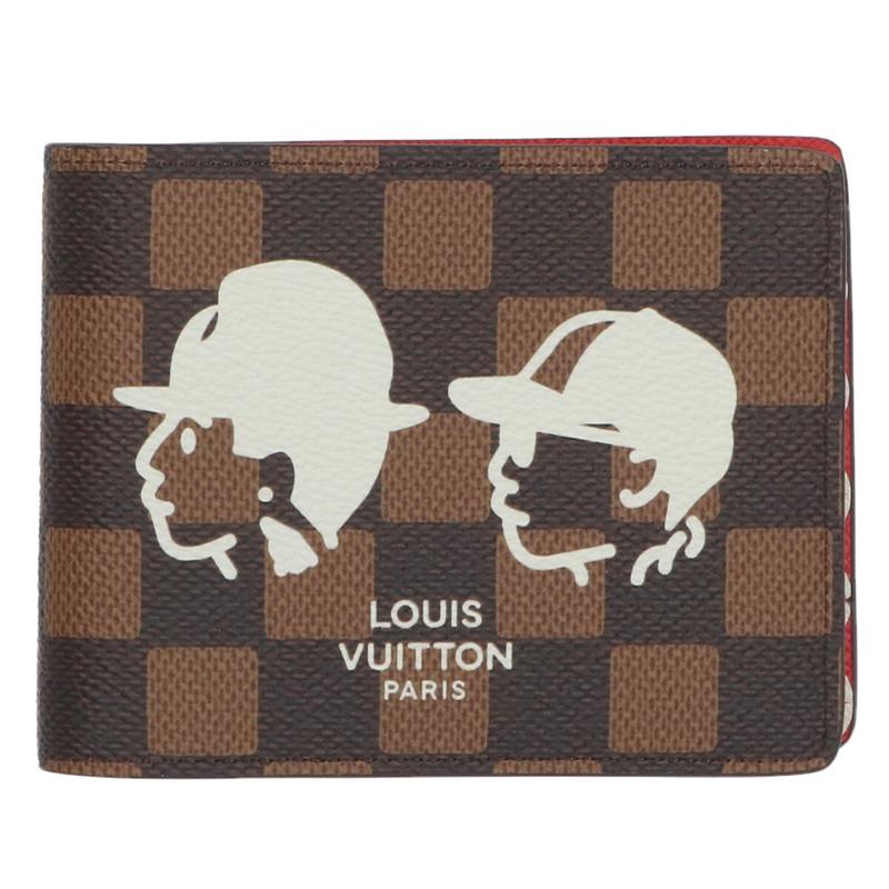 ルイヴィトン LOUISVUITTON ×ニゴー   N40777 ポルトフォイユ・ミュルティプル ダミエ二つ折りウォレット札入れ(赤銅色)【625062】【OM10】【小物】【中古】bb51#rinkan*A
