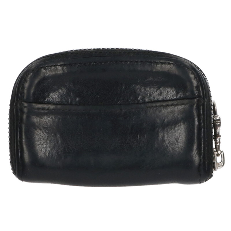 クロムハーツ Chrome Hearts   COIN CASE コインケース ダガーラウンドジップレザーコインケース(黒いこと×しろがね色)【525062】【SJ02】【小物】【中古】bb297#rinkan*B