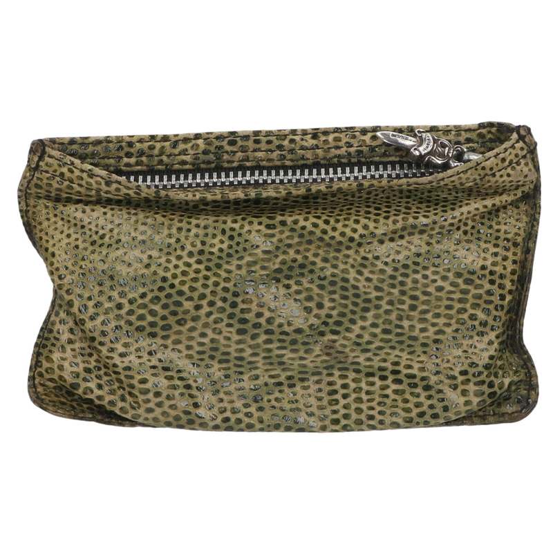 クロムハーツ Chrome Hearts   ZPR CHNG PURSE2 チェンジパース #2ダガージップリングリザードレザーコインケース(緑であること調×しろがね色)【725062】【GZ11】【小物】【中古】bb51#rinkan*B