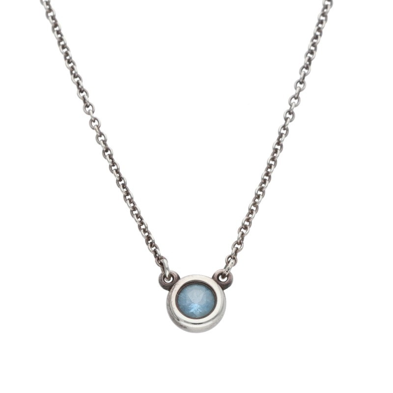 ティファニー TIFFANY&Co.　サイズ:16inch カラーバイザヤード アクアマリン シルバーネックレス(シルバー&times;ブルー 1.8g)【825062】【OM10】【小物】【中古】bb344#rinkan*B｜RINKAN 27,385円