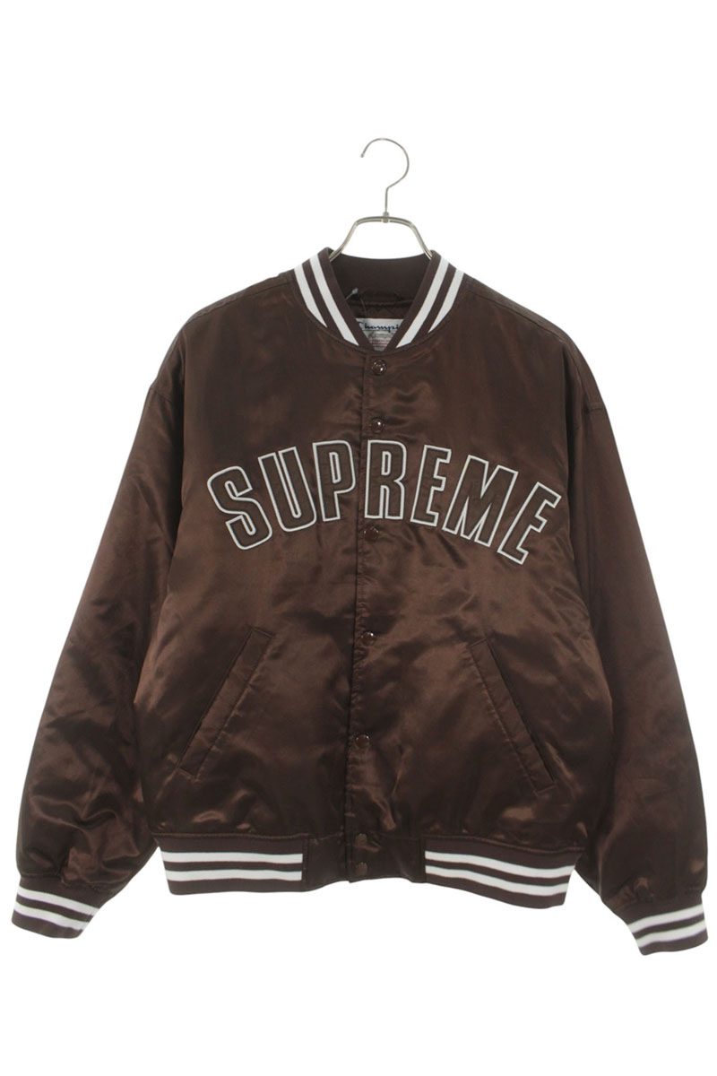 シュプリーム SUPREME ×はやりっ子 Champion  大きさ:M  26SS  Satin Varsity Jacket サテンヴァーシティジャケットブルゾン(赤銅色)【625062】【SB01】【メンズ】【中古】bb78#rinkan*A