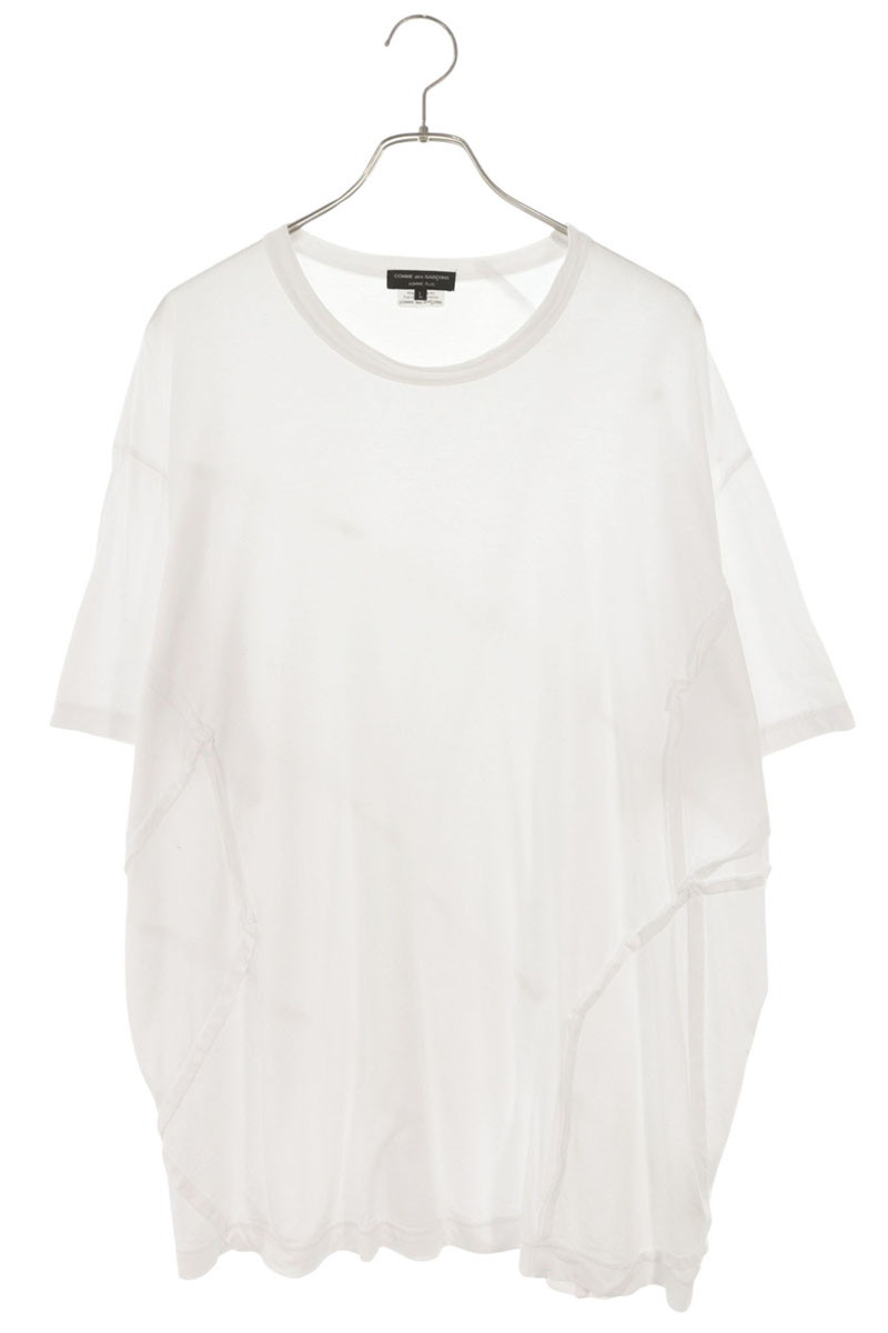 コムデギャルソンオムプリュス COMME des GARCONS HOMME PLUS 大きさ:L  23SS  PK-T028 AD2022 再打ち立てるひな形ティーシャツ(白いこと)【035062】【BS99】【メンズ】【中古】bb187#rinkan*B