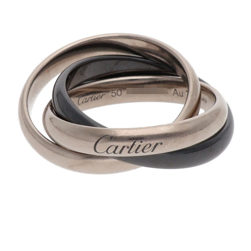 カルティエ Cartier　サイズ:50/10号 トリニティ K18WG ブラックセラミックリング(ホワイトゴールド&times;ブラック 8.23g)【106062】【SS13】【小物】【中古】bb51#rinkan*B｜RINKAN