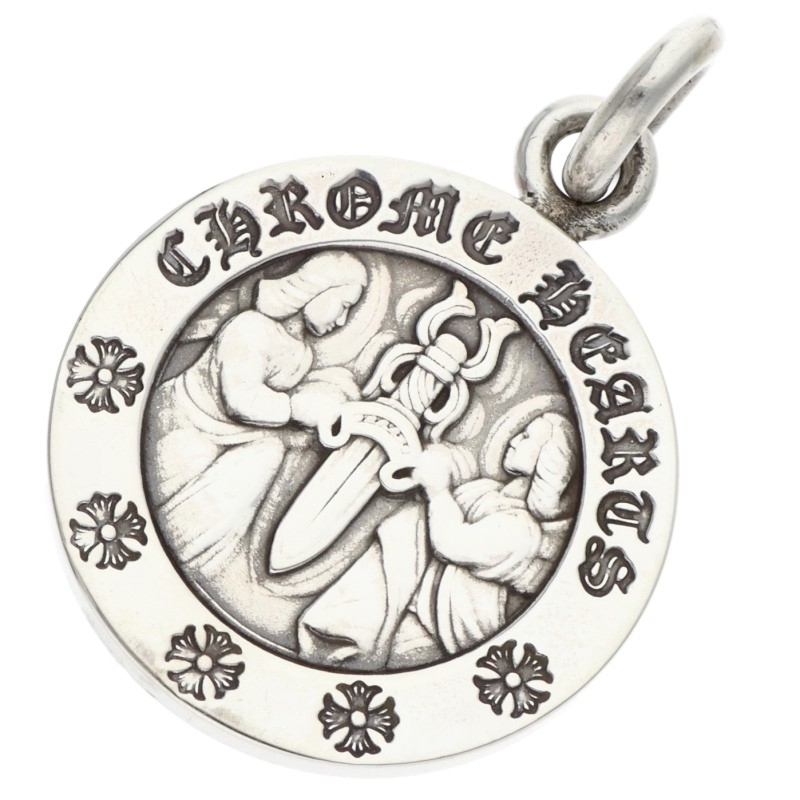 クロムハーツ Chrome Hearts   CHRM ANGL MDL エンジェルメダルチャーム V2 しろがね色首飾りとっ始め(しろがね色 5.54g)【106062】【os06】【小物】【中古】bb30#rinkan*B