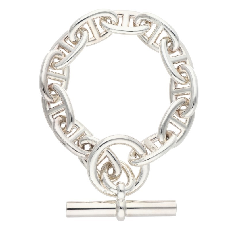 エルメス HERMES 大きさ:12LINK  Chaine d\u0027Ancre TGM シェーヌダンクルTGMしろがね色腕輪(しろがね色 110.45g)【035062】【os06】【小物】【中古】bb453#rinkan*S