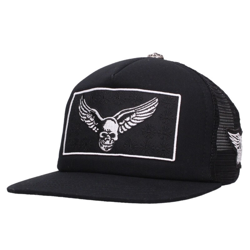 クロムハーツ Chrome Hearts サイズ:ONE SIZE TRUCKER CAP トラッカーキャップ FOTI Aerosmith Yungblubメッシュ帽子(ブラック×シルバー)【825062】【OS06】【小物】【中古】bb396#rinkan*S|RINKAN