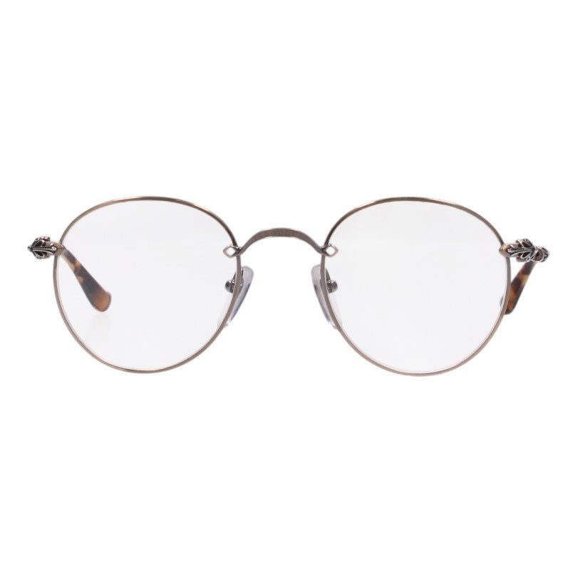 クロムハーツ Chrome Hearts 大いさ:49□22  BUBBA-A クロステンプルメタルフレームラウンドメガネ((枠組み)しろがね色×赤銅色調)【825062】【NO05】【小物】【中古】bb18#rinkan*B