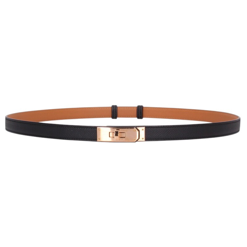 エルメス HERMES   KELLY18 K目じるし ケリー18 ヴォーエプソン なめし革胴締め(黒いこと×サクラ色ゴールド)【825062】【OM10】【小物】【中古】bb87#rinkan*A