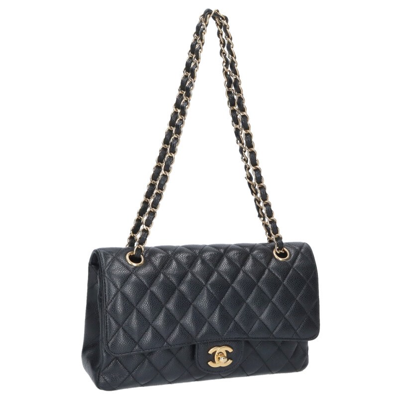 シャネル CHANEL　サイズ:25 マトラッセ25 13番台 G金具キャビアスキン Wフラップチェーンショルダーバッグ(ブラック&times;ゴールド)【725062】【GZ14】【小物】【中古】bb328#rinkan*B ｜RINKAN