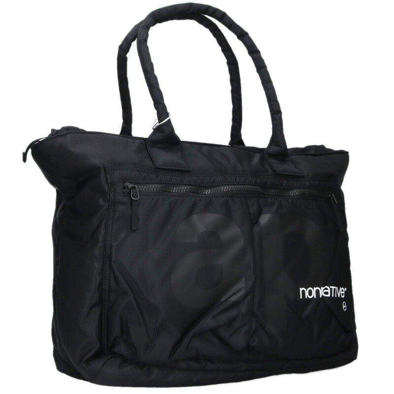ノン原住民 nonnative ×フラグメントデザイン fragment design   RAMIDUS  TOTE BAG ARTIST  ロゴプリントトートバッグ(黒いこと)【216062】【BS99】【小物】【中古】bb18#rinkan*S