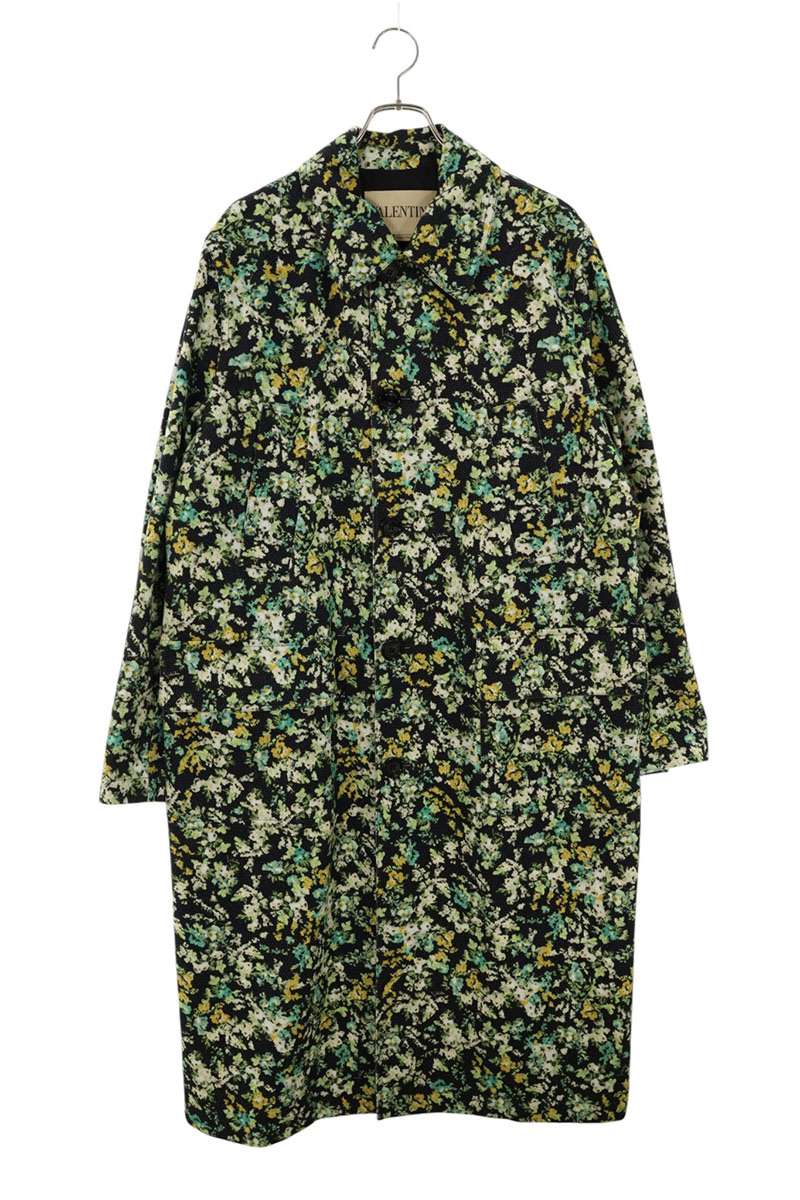 ヴァレンティノ VALENTINO 大きさ:48  8V0CAK95BGC_N78 パピエフローラルプリントシングルブレストコート(黒いこと×緑であること調)【106062】【BS99】【メンズ】【中古】bb33#rinkan*A