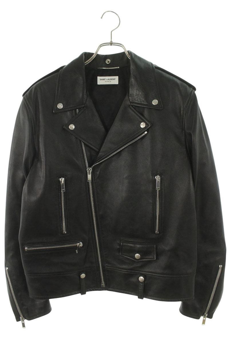 サンローランパリ SAINT LAURENT PARIS 大きさ:52  L01 484284 Y5YA2 クラシックモーターサイクルライダースレザージャケット(黒いこと)【725062】【SB01】【メンズ】【中古】bb384#rinkan*B