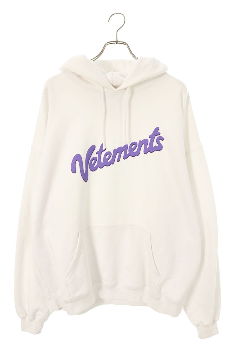 ヴェトモン VETEMENTS 大きさ:M  UA53固定ディスク320W ロゴプリントプルオーバーパーカー(白いこと)【106062】【BS99】【メンズ】【中古】bb33#rinkan*C