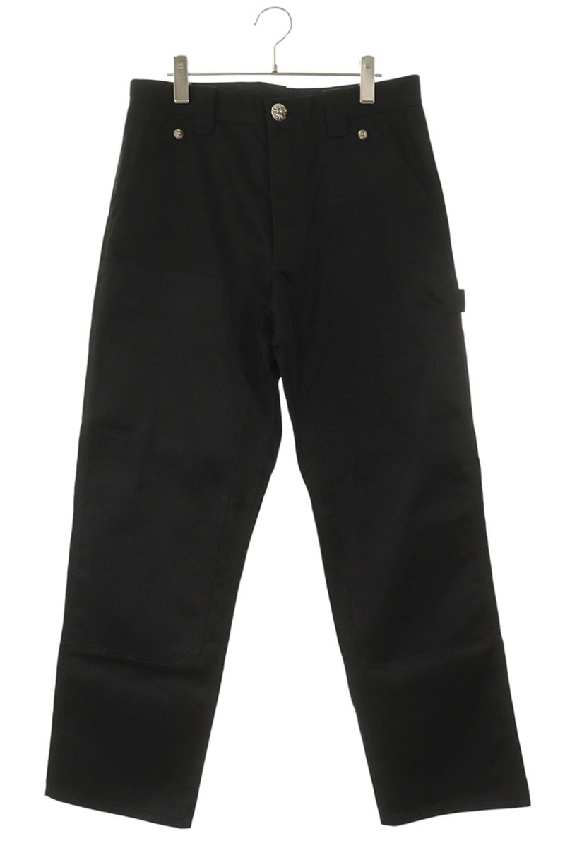 クロムハーツ Chrome Hearts 大いさ:31  CARPENTER DOUBLE KNEE ダブルニーカーペンターロングパンツ(黒いこと×しろがね色)【825062】【os06】【メンズ】【中古】bb326#rinkan*S